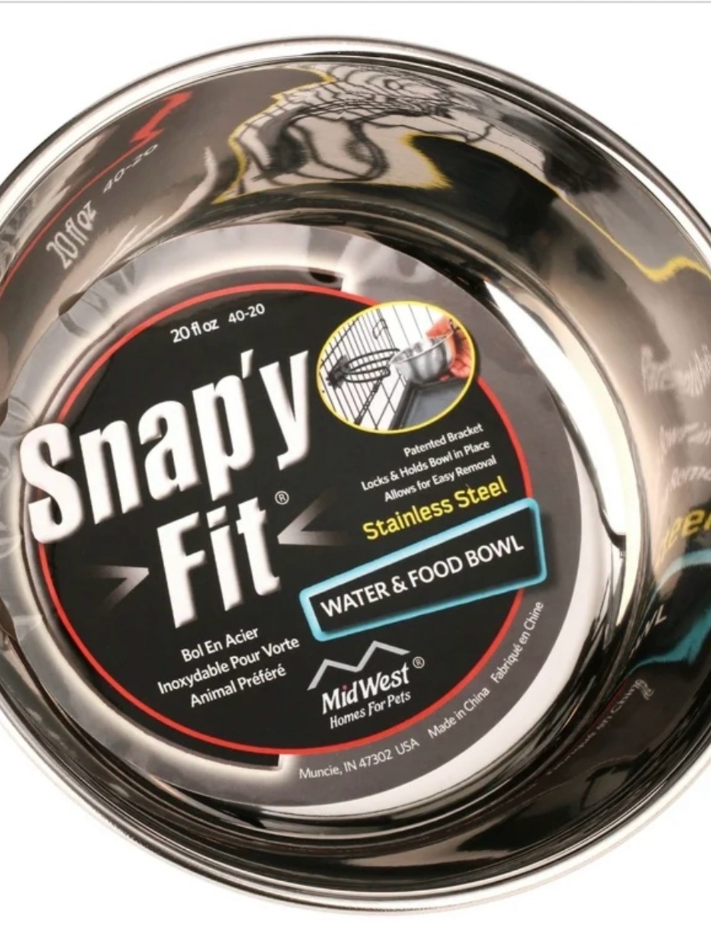Snap'y Fit Stainless Steel Water & Food Bowl - Silver set of TWO